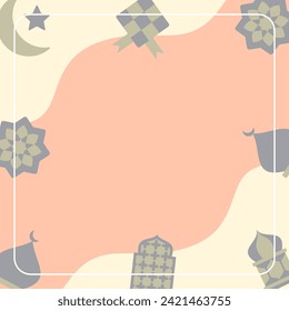 Islamic background with copy space area. vector with wave patterns, lanterns, moon stars, domes and mandalas. design for banner, greeting card, flyer, social media, presentation, web.