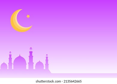 Islamic background. crescent, moon and purple mosque. good for template, banner, poster, etc.