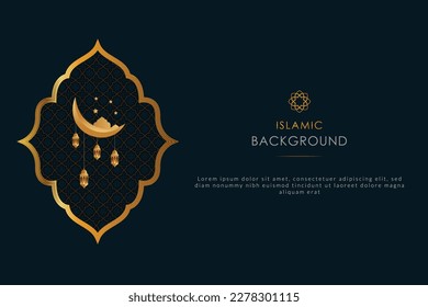 islamic background with a crescent and stars
