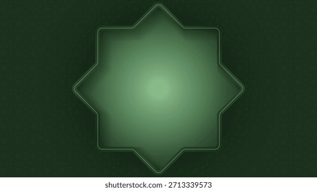 Islamischer Hintergrund mit Schnitt aus arabischer Form in grünem und arabischem Muster Hintergrunddesign. Islamischer Hintergrund für islamische Feiertage