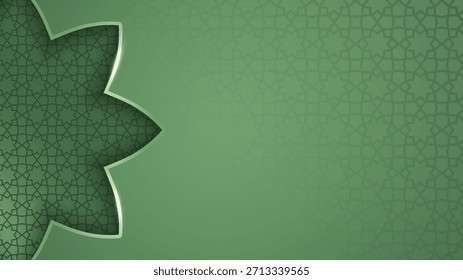 Fondo islámico con recorte en diseño verde y patrón islámico. fondo árabe para diseño islámico de celebración de vacaciones