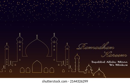 Islamic background with dark brown and blue gold mosque