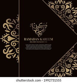 Islamic background design with arabic calligraphy, mandala or ornament. Translation of arabic calligraphy : Ramadan kareem