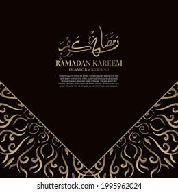 Islamic background design with arabic calligraphy, mandala or ornament. Translation of arabic calligraphy : Ramadan kareem