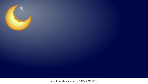 Islamic background design for banner, poster, flyer, brochure, sale background illustration with crescent moon, and stars. For islamic festival such as mawlid, ramadan, eid al fitr, and eid al adha