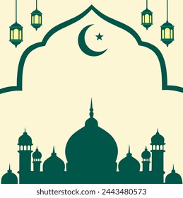 Islamic background design for greeting cards with the theme of Ramadan, Eid al-Fitr and Islamic New Year