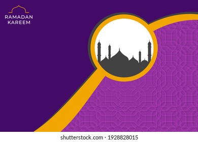 Islamic Background Design With Mosque Silhouette and Blank Area for Text