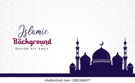 Islamic background design with mosque silhouette illustration. Can be used for greetings card, backdrop or banner.