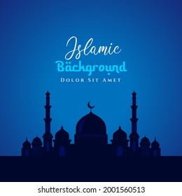 Islamisches Hintergrunddesign mit Moschee-Silhouette-Illustration. Kann für Grußkarte, Hintergrund oder Banner verwendet werden.