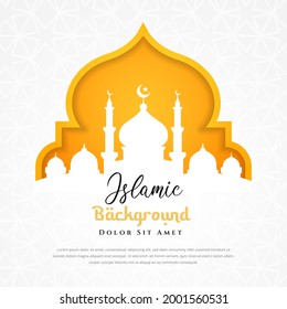 Islamic background design with mosque silhouette illustration. Can be used for greetings card, backdrop or banner.