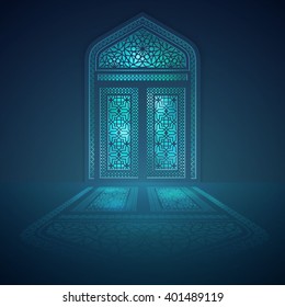 Islamic background design mosque window with light shadow