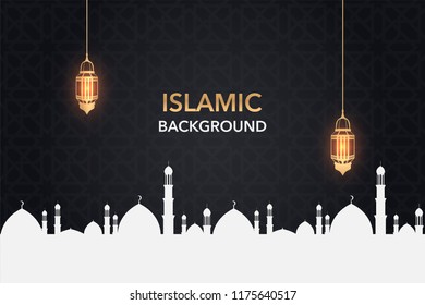 Islamic background design, ramadan Kareem  or eid mubarak with ornament background for greeting card, banner, invitation. vector illustration