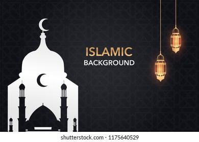 Islamic background design, ramadan Kareem  or eid mubarak with ornament background for greeting card, banner, invitation. vector illustration