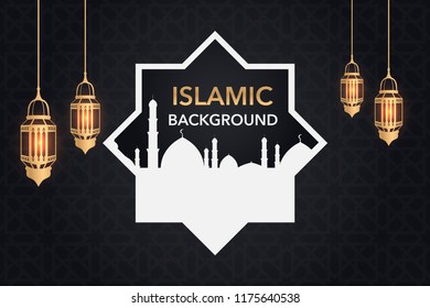 Islamic background design, ramadan Kareem  or eid mubarak with ornament background for greeting card, banner, invitation. vector illustration