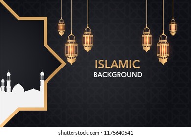 Islamic background design, ramadan Kareem  or eid mubarak with ornament background for greeting card, banner, invitation. vector illustration