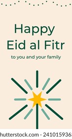 Islamischer Hintergrund Eid al Fitr Illustration. Moslems Grußkarte, Einladung, Poster, Banner, Geldumschlag, abstrakte Design-Vorlage. Porträtlayout für Social-Media-Geschichte