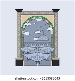 Islamic background flat design madinah umbrella