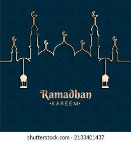 Islamic background, flat ramadan with mandala and lantern illustration