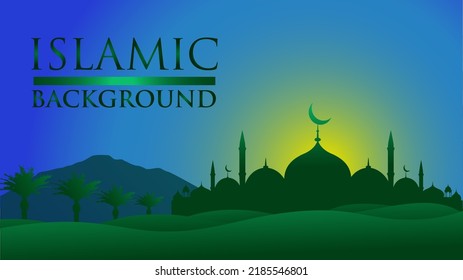 islamic background Green arabic elegant  best for ramadan kareem eid mubarak greeting card banner template design with copy space area