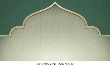 Fundo islâmico em design verde com forma de arco de mesquita. Fundo islâmico para a celebração do feriado islâmico