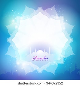 Islamic background greeting banner Ramadan Kareem - Translation of text : Ramadan Kareem - May Generosity Bless you during the holy month