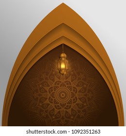 Islamic background greeting template with glow lantern