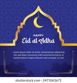 Islamic background of Happy eid al adha mubarak for every moeslem in the world, greet and celebrate with modern simple background design