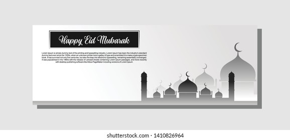 Islamic background, Happy eid mubarak banner illustration, Islamic greeting card