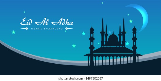 The Islamic background of Idul Adha, mosque and blue sky Beautiful