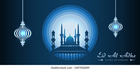 Islamic background of Idul Adha, mosque and Blue Lantern