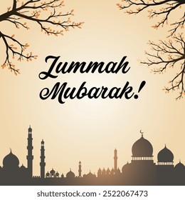 Fondo islámico con texto de jummah mubarak