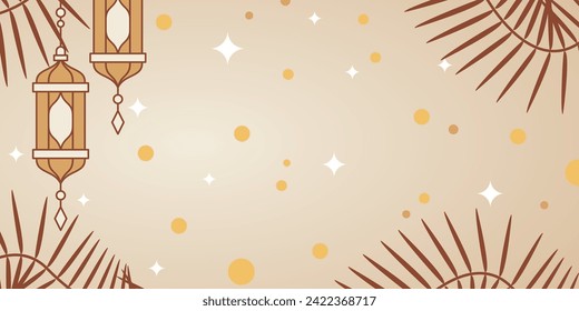 Islamic background with lantern and star icons. free copy space area. design for banners, greeting cards, posters, social media Islamic holidays.