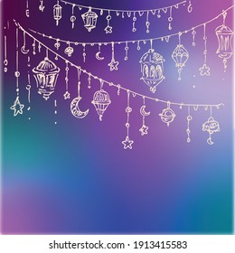 Fondo islámico con linternas. Ramadan kareem (mes bendecido por los musulmanes)