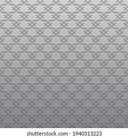 Islamic Background Light Grey Geometric Ornament Pattern Blank Banner Space Template