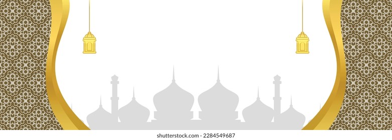 Islamic background, with mandala ornament and mosque silhouette. vector template for banners, greeting cards for Islamic holidays, eid al fitr, ramadhan, eid al adha