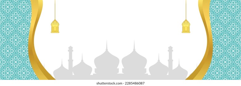 Fondo islámico, con adorno de mandala y silueta de mezquita. plantilla vectorial para banners, tarjetas de saludo para festividades islámicas, eid al fitr, ramadhan, eid al adha