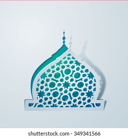 Islamic background mosque dome and arabic geometric pattern