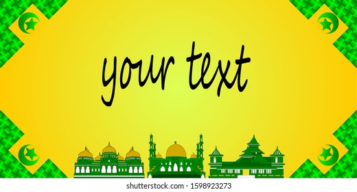 Islamic background with mosque in Indonesia simple template