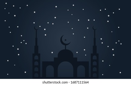 islamischer Hintergrund mit Vektorillustration zur Moschee und zum Thema Nachthimmel