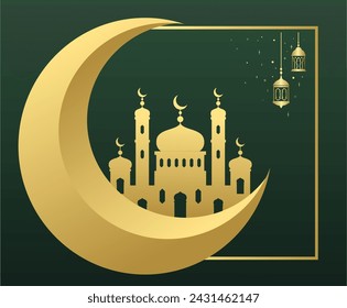 Islamic background, mosque silhouette, congratulatory background 01