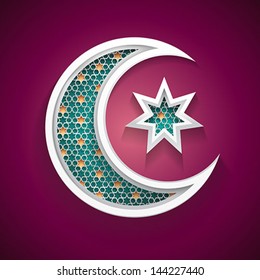 islamic background with a new moon and star vector