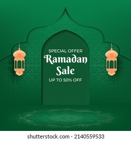 islamic background with ornament design.ramadan kareem sale banner for promotion.