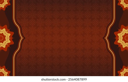 Islamic background with Ornate Brown Pattern and Floral Accents