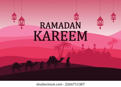 Fondo islámico con diseño plano rosa. fondo ramadan kareem