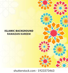 Islamic Background. Ramadan Kareem Design With Geometric Style. Vector Illustration for Greeting Card, Social Media Post Template, Poster and Banner. Colorful.