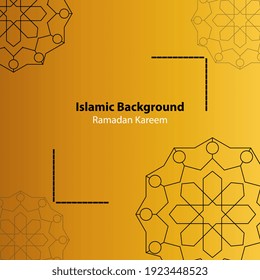 Islamischer Hintergrund. Ramadan Kareem Design mit geometrischem Stil. Vektorgrafik für Grußkarten, Social Media Post Template, Poster und Banner. Goldfarbe.