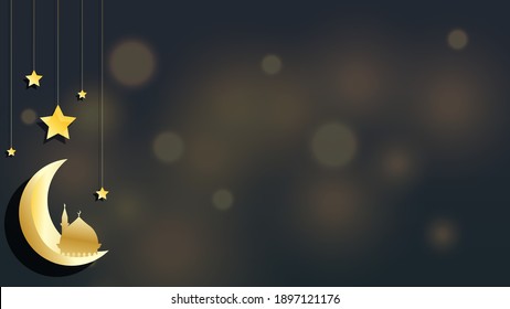 Islamic Background Ramadan kareem, Eid mubarak with bokeh light vector illustration