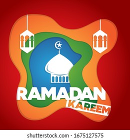 islamic background ramadan kareem holy month for muslim with paper cut style