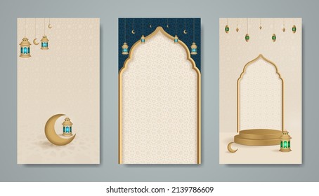 Islamic background ramadan kareem illustration. muslims greeting card, invitation,poster, banner, abstract design template. portrait layout for social media story - Shutterstock ID 2139786609