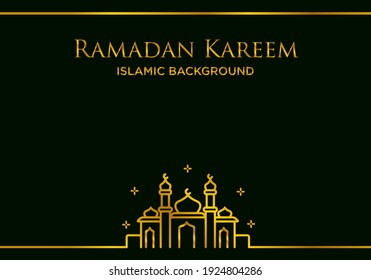 Islamic Background Ramadan Kareem, Mosque Ornamental Gold Color and Luxury Background. Ramadhan Card Vector Background Greeting Card Ramadan Kareem.